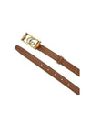 Women's Double G Buckle Smooth Leather Belt Brown - GUCCI - BALAAN 3