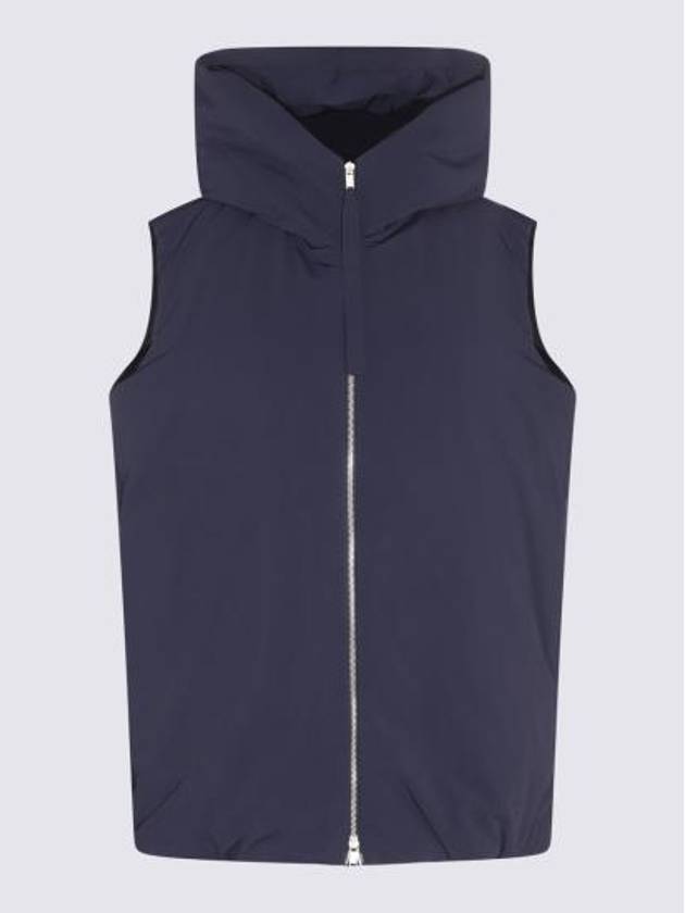 Zipper Hooded Oversized Down Vest Navy - JIL SANDER - BALAAN 3