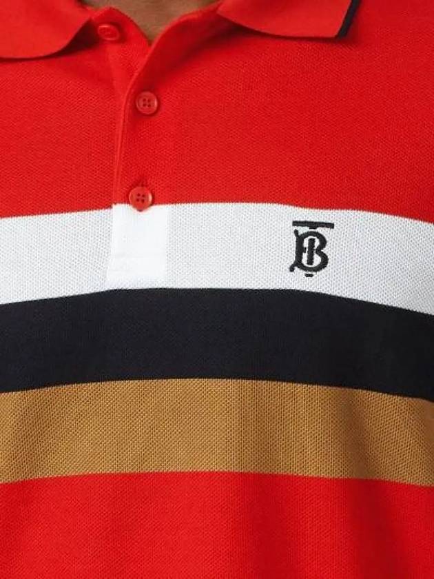 TB logo striped short sleeve PK shirt red - BURBERRY - BALAAN.