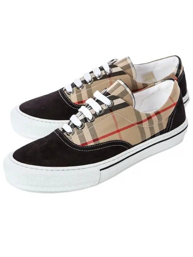 Men's Wilson Vintage Check Mix Low Top Sneakers Black Brown - BURBERRY - BALAAN 3