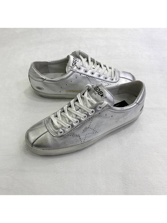 Women's Leather Hallista Low Top Sneakers Silver - GOLDEN GOOSE - BALAAN 1