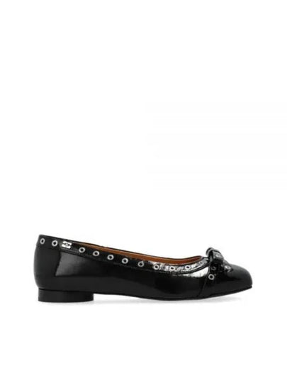 Eyelet Detail Bow Ballerina Black - GANNI - BALAAN 2