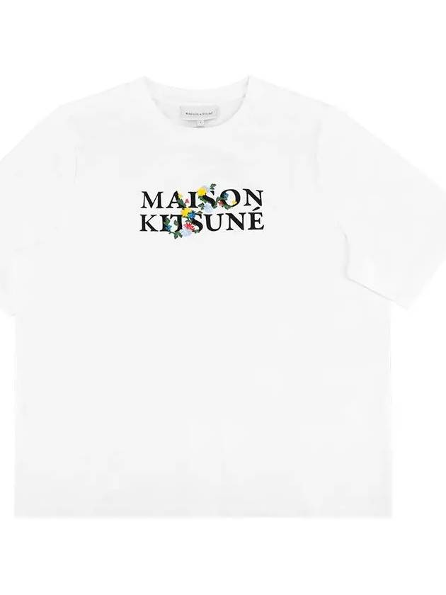 Flower Logo Print Short Sleeve T-Shirt White - MAISON KITSUNE - BALAAN 3