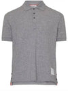 RWB Button Ribbed Polo Wool Knit Top Grey - THOM BROWNE - BALAAN 2