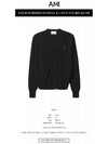 Red Heart Logo Merino Wool Cardigan Black - AMI - BALAAN 3