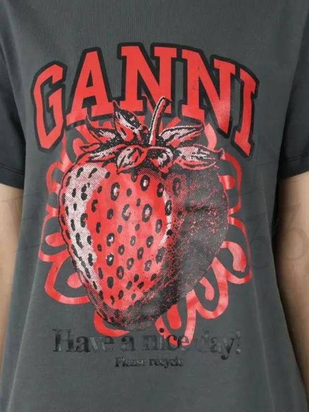 Strawberry Short Sleeve T-Shirt Ash Grey - GANNI - BALAAN 5