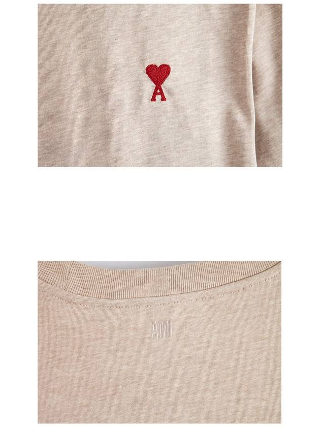 Small Heart Logo Boxy Fit Short Sleeve T-shirt Heather Light Beige - AMI - BALAAN 6