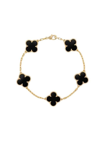 Vintage Alhambra 5 Motifs Bracelet Gold Black - VANCLEEFARPELS - BALAAN 1