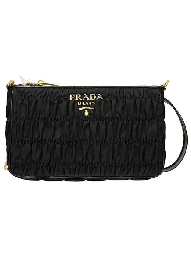 Women's Gaupre Chain Leather Cross Bag Black - PRADA - BALAAN 2