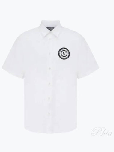 Chest V emblem logo short sleeve shirt 76GALY11 CN002003 - VERSACE - BALAAN 1