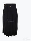 4 Bar Logo Plain Weave Wool Pleated Skirt Navy - THOM BROWNE - BALAAN 2