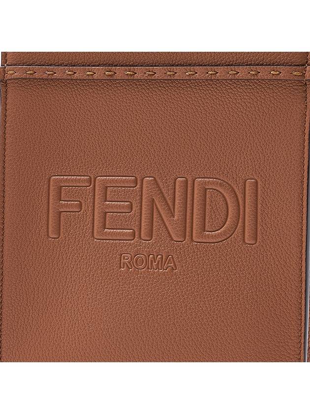 Mini Logo Leather Tote Bag Brown - FENDI - BALAAN 7