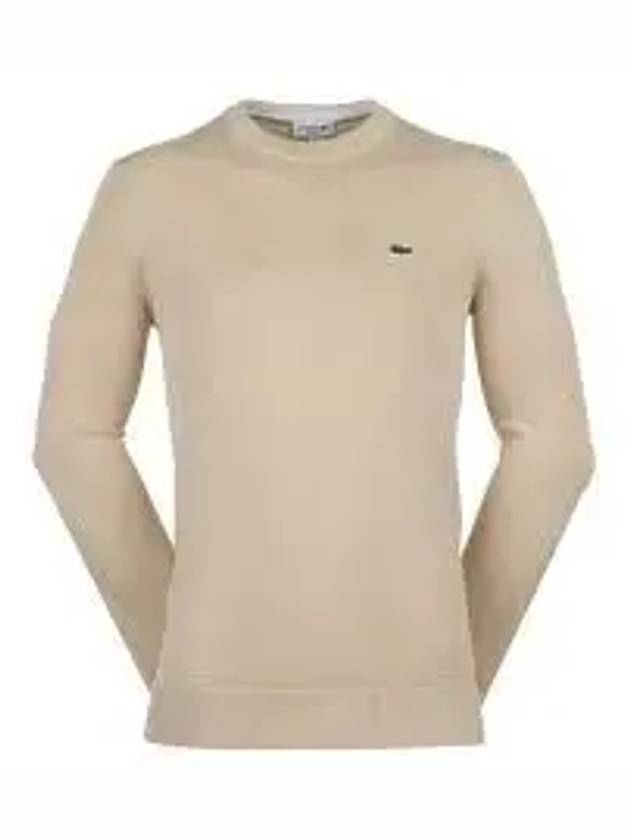 Men's Round Neck Cotton Sweatshirt Beige - LACOSTE - BALAAN 2