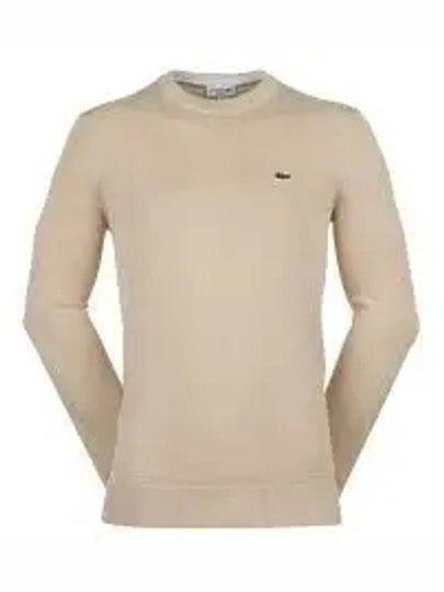 Men's Round Neck Cotton Sweatshirt Beige - LACOSTE - BALAAN 2