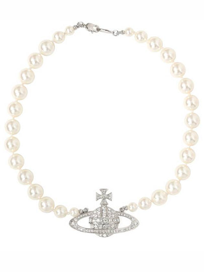 One Row Pearl Bas Relief Necklace Silver - VIVIENNE WESTWOOD - BALAAN 2