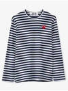 Red Heart Wappen Stripe Long Sleeve T-Shirt Blue P1 T0101 - COMME DES GARCONS - BALAAN 2