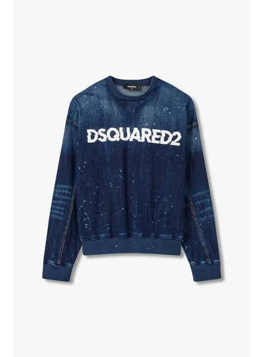 Men s Logo Stretch Denim Sweatshirt Blue - DSQUARED2 - BALAAN 1