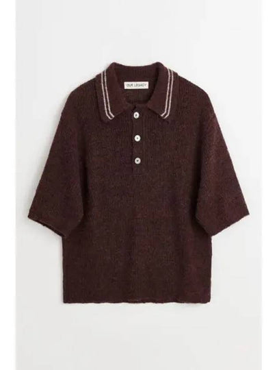 Traditional Polo Fuzzy Alpaca Knit Top Brown - OUR LEGACY - BALAAN 2