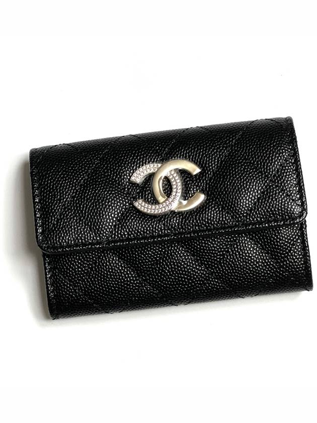 CC Logo Leather Card Wallet Black - CHANEL - BALAAN 2