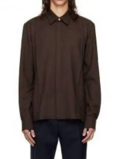 Pintuck Virgin Wool Long Sleeve Shirt Dark Coffee - AMI - BALAAN 2