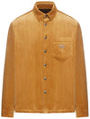 Corduroy Enamel Triangle Logo Long Sleeve Shirt Brown - PRADA - BALAAN 2