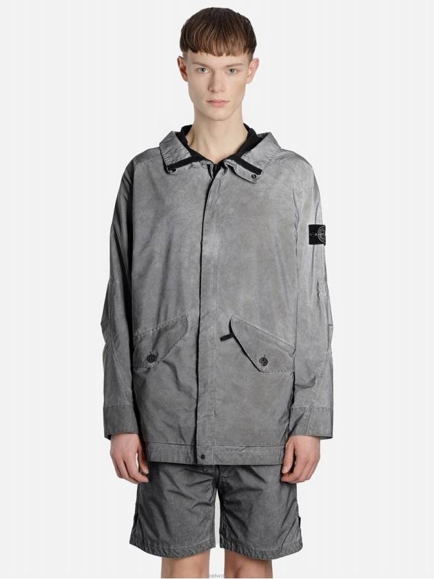 Reflective Hooded Jacket Grey - STONE ISLAND - BALAAN 5