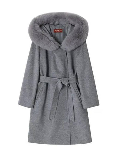 Studio 3 Mango Wool Hooded Single Coat Grey - MAX MARA - BALAAN 1