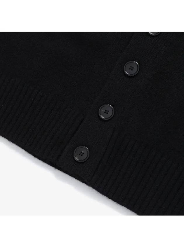 Merino Wool Cashmere Cardigan Black - AMI - BALAAN 4