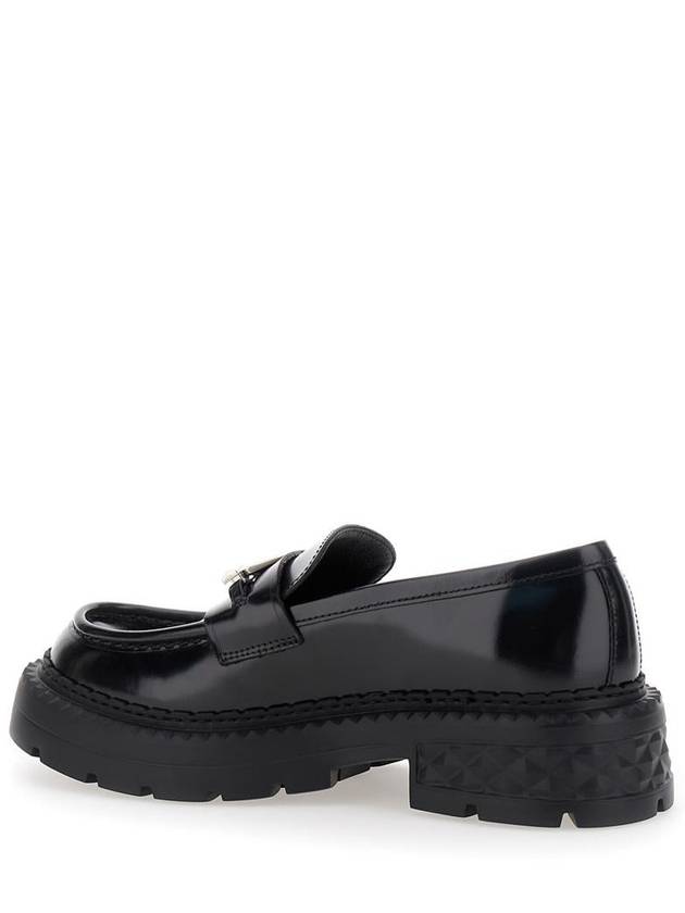 'Marlow' Black Loafers With Diamond Shaped Detail In Leather Woman - JIMMY CHOO - BALAAN 3