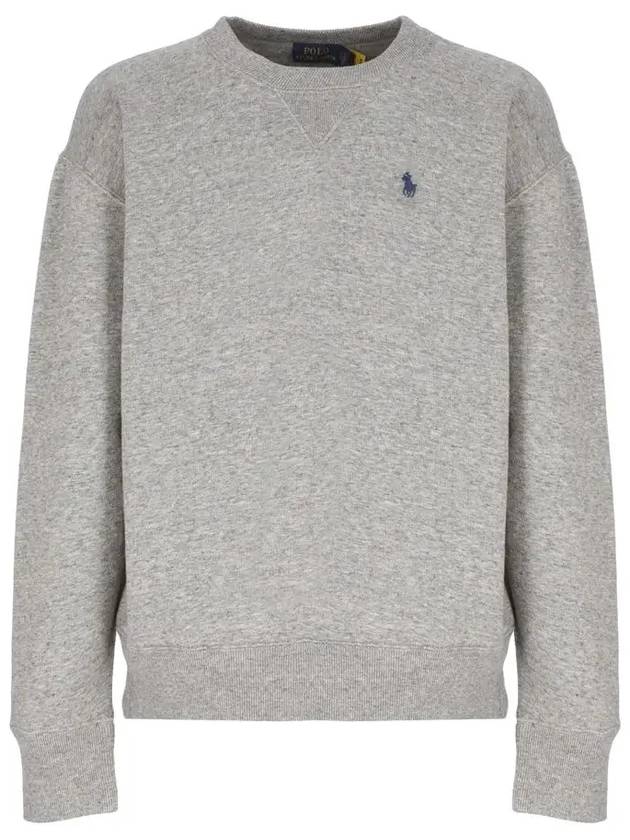 Embroidered Logo Cotton Sweatshirt Grey - POLO RALPH LAUREN - BALAAN 2