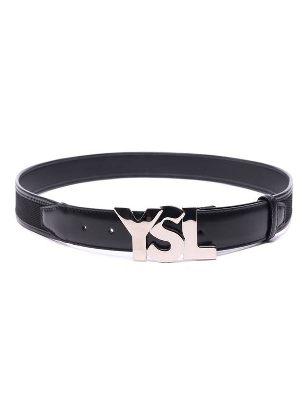 Men's YSL Logo Leather Belt Black - SAINT LAURENT - BALAAN 1