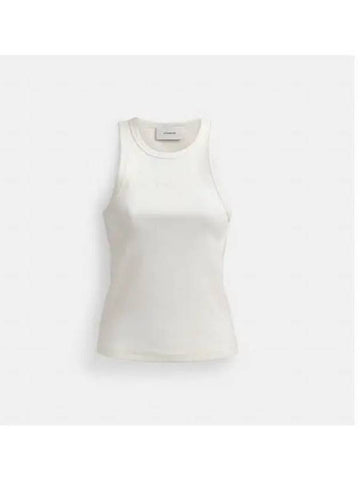 Ribbed Signature Tank Top CS609 WHT - COACH - BALAAN 1