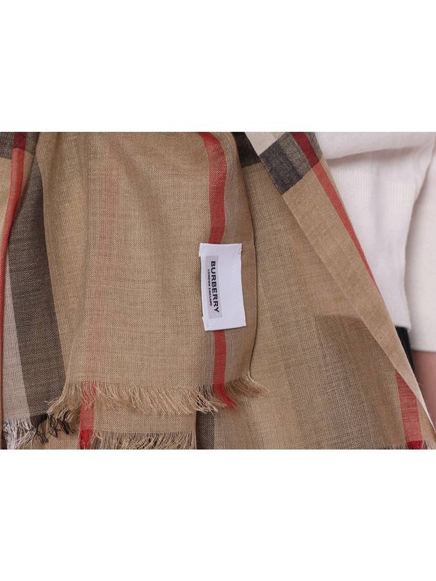 Check Wool Silk Scarf Beige - BURBERRY - BALAAN 7