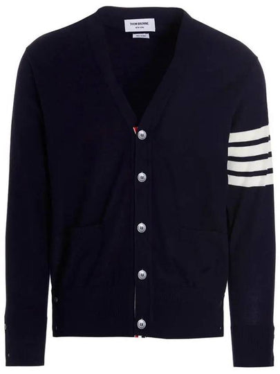 Men's Sustainable Classic Diagonal Wool Cardigan Navy - THOM BROWNE - BALAAN 2