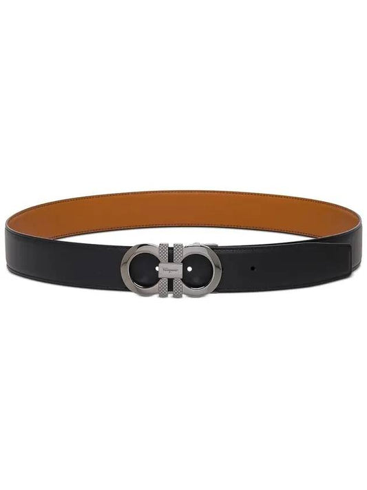 Reversible Leather Belt Black Vicuna - SALVATORE FERRAGAMO - BALAAN 1