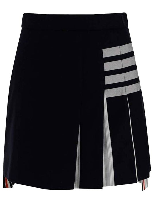 Women's Diagonal Oxford Pleated Mini Skirt Navy - THOM BROWNE - BALAAN 1