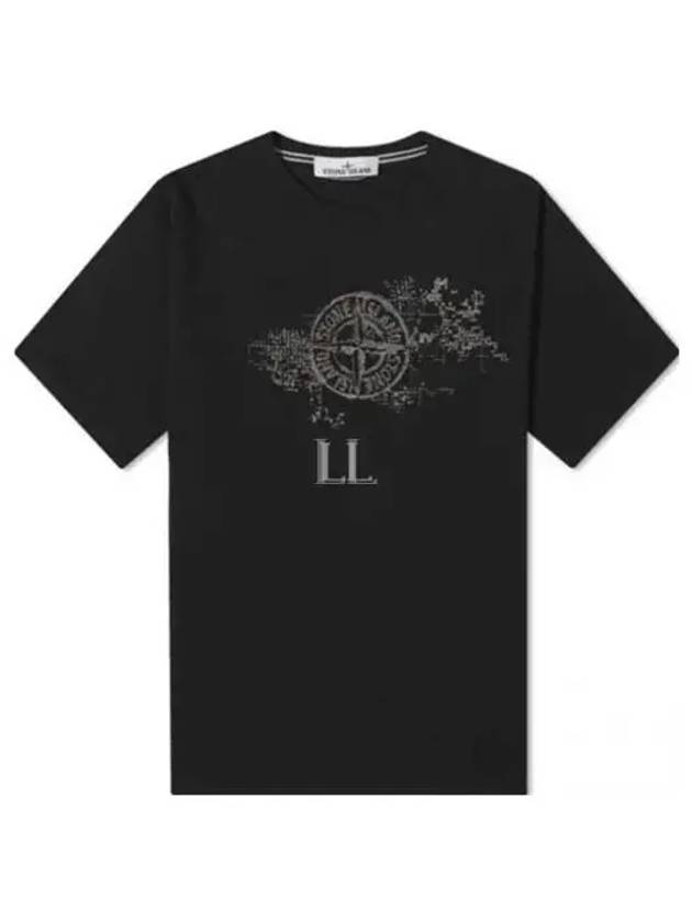 Camo Three Embroidery Regular Fit Cotton Jersey Short Sleeve T-Shirt Black - STONE ISLAND - BALAAN 2