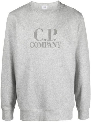 logo brushed fleece sweatshirt gray melange - CP COMPANY - BALAAN.