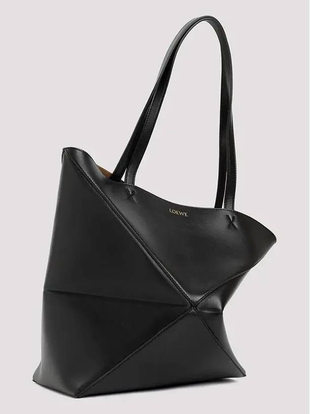 Puzzle Fold Medium Shiny Calfskin Tote Bag Black - LOEWE - BALAAN 4