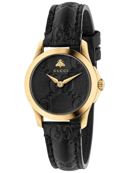 Women's G Timeless Quartz Leather Watch Black - GUCCI - BALAAN 1