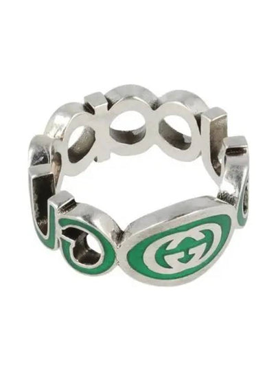 Interlocking G Enamel Ring Silver Green - GUCCI - BALAAN 2