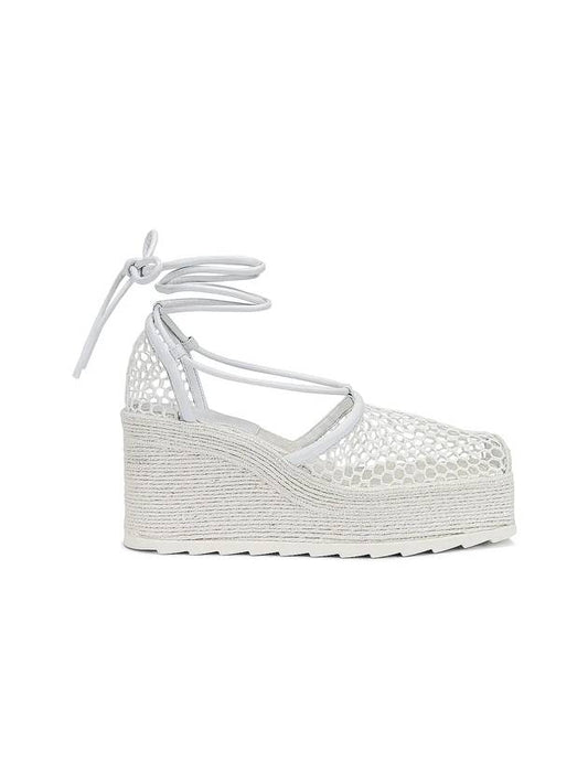 Stretch Mesh Espadrille Wedge Heel Optic White - BOTTEGA VENETA - BALAAN 1