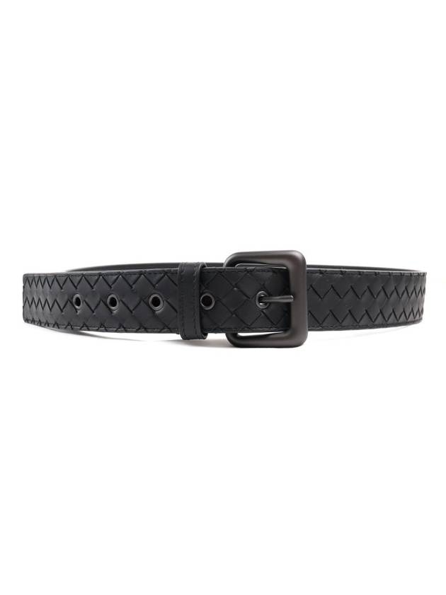 Intrecciato Leather Belt Black - BOTTEGA VENETA - BALAAN 4