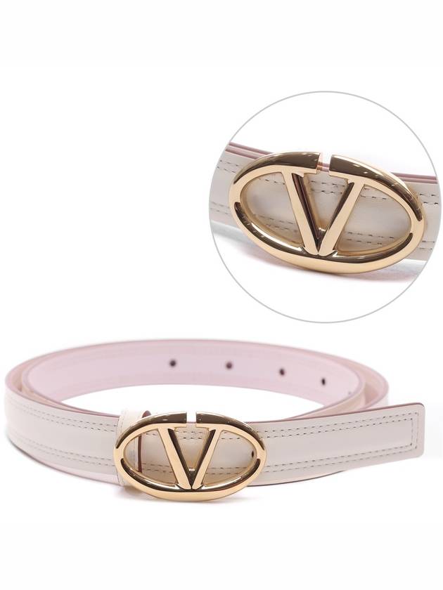 Bold Edition V Logo Signature Leather Belt White - VALENTINO - BALAAN 3