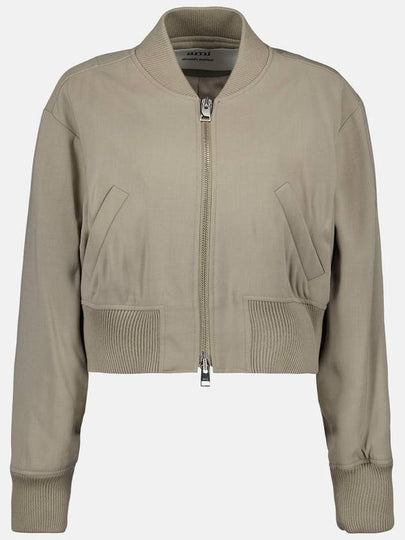 Crop Zipper Bomber Jacket Light Taupe - AMI - BALAAN 2