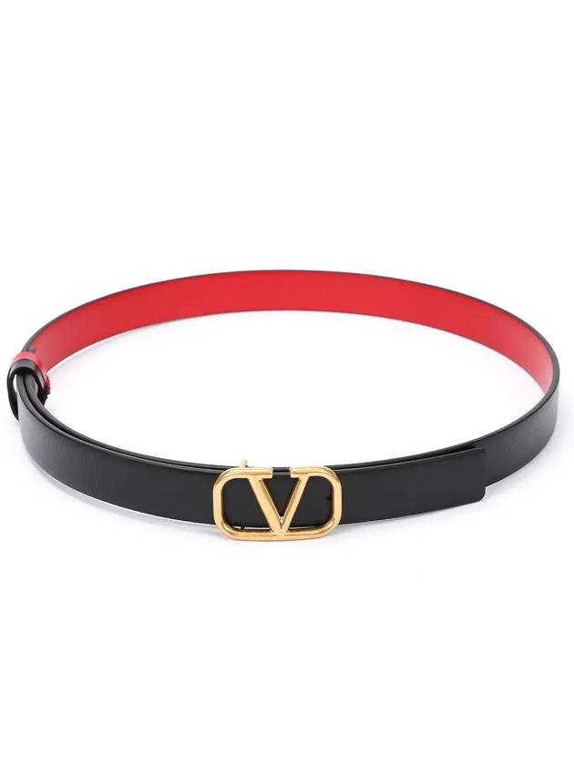 V Logo Reversible Leather Belt Black Red - VALENTINO - BALAAN 7