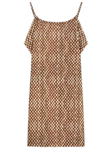 Printed velvet halter dress brown one piece - ERL - BALAAN 1