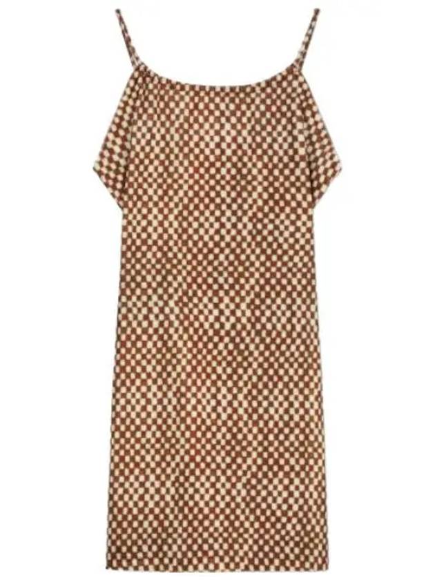 Printed Velvet Halter Dress Brown One Piece - ERL - BALAAN 1