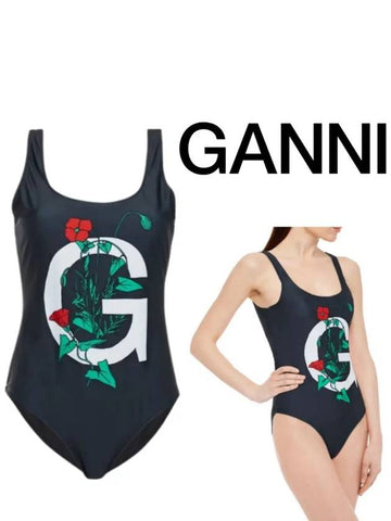 Flower printed one piece swimsuit - GANNI - BALAAN 1