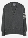 Men's Sustainable Classic Diagonal Wool Cardigan Medium Grey - THOM BROWNE - BALAAN 2